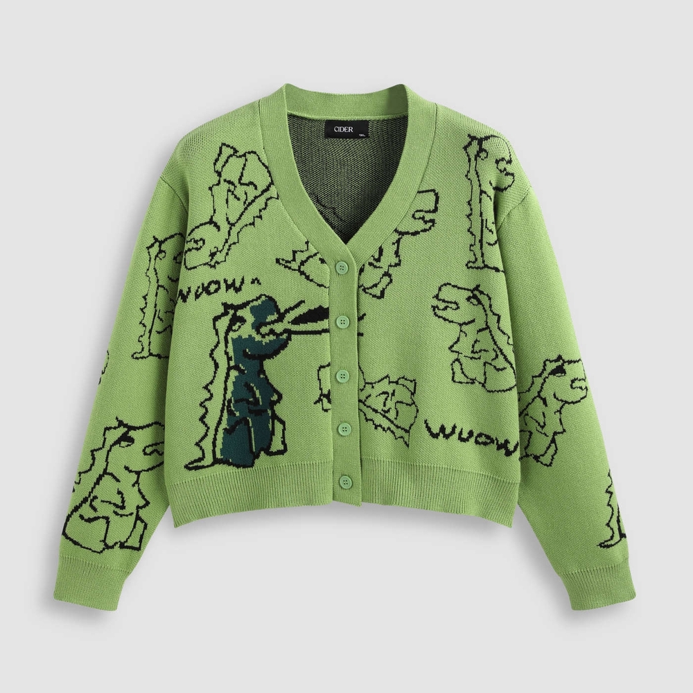 Green Dinosaur Pattern Sweater